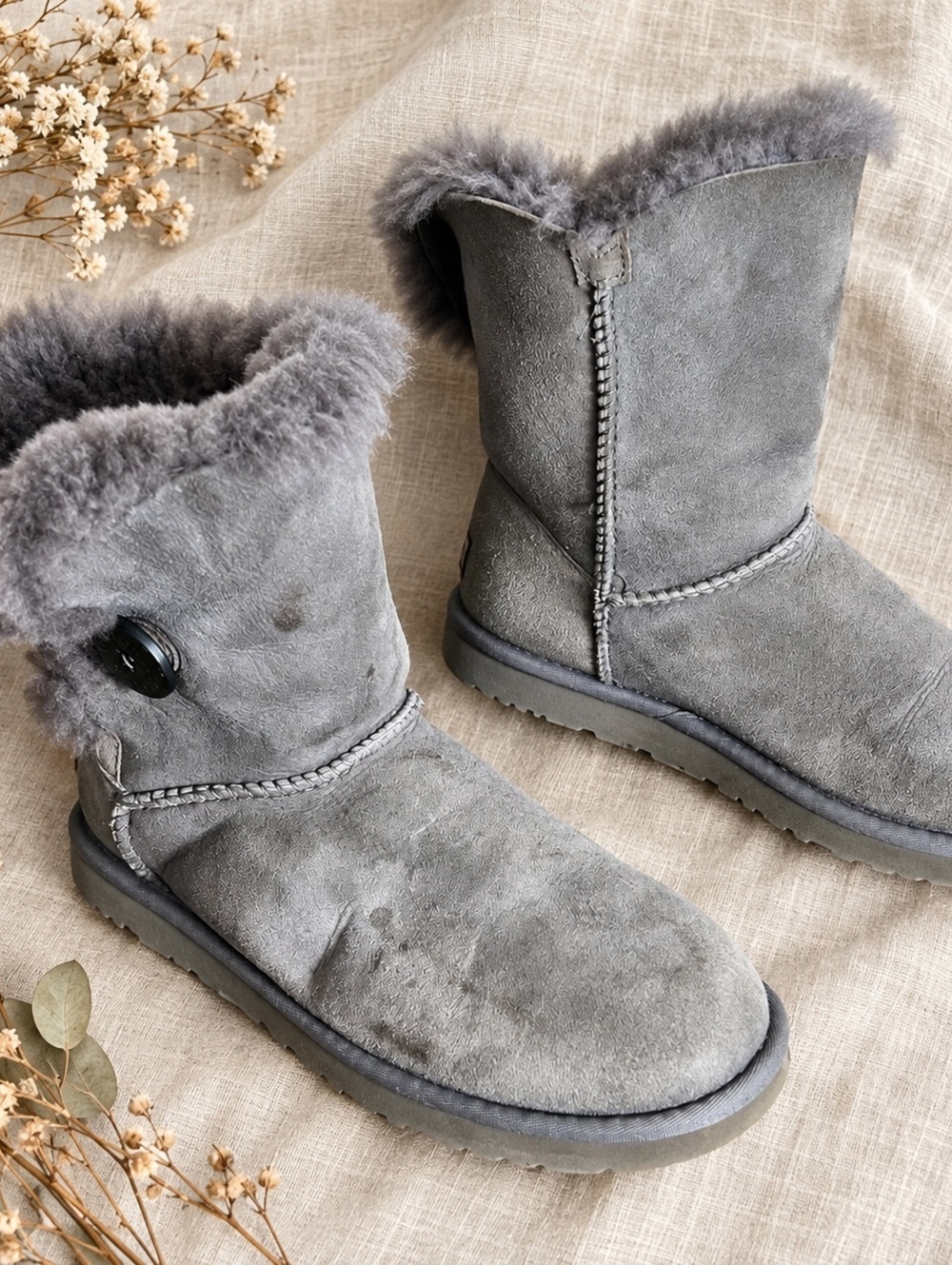UGG Gray Bailey Button Boots Size 7